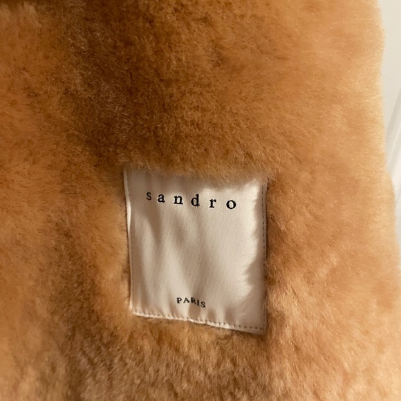 Brand New SANDRO Zinal shearling biker jacket, Sz 4 - Picture 8 of 11